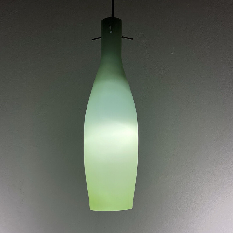 Lampada a sospensione in vetro di Murano verde vintage di Vistosi, Italia 1960