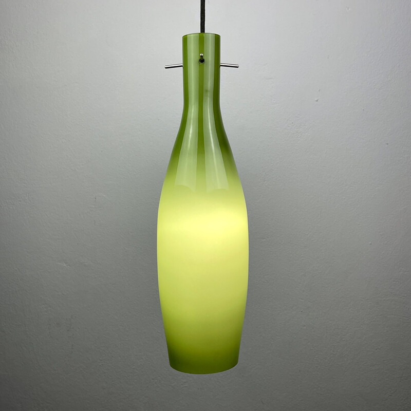 Vintage groene Murano glazen hanglamp van Vistosi, Italië 1960