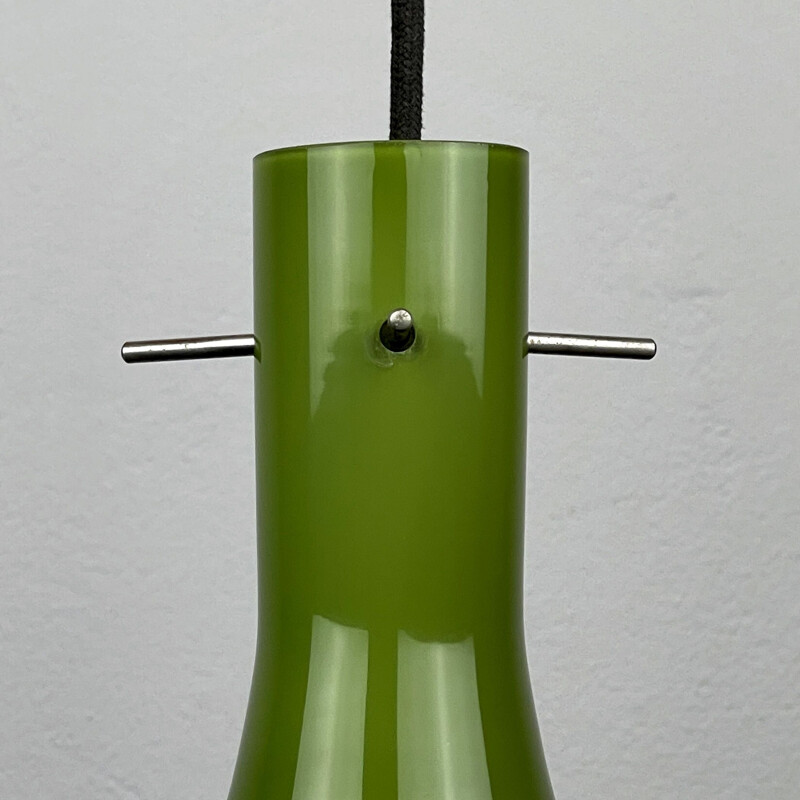 Lampada a sospensione in vetro di Murano verde vintage di Vistosi, Italia 1960