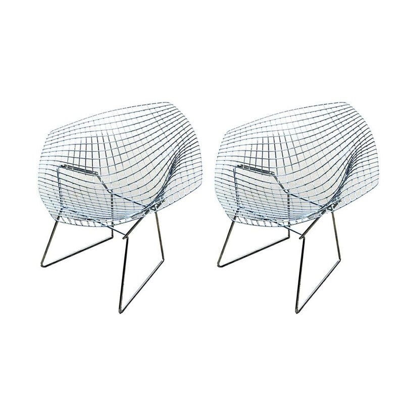 Paar vintage Diamond fauteuils van Harry Bertoia voor Knoll