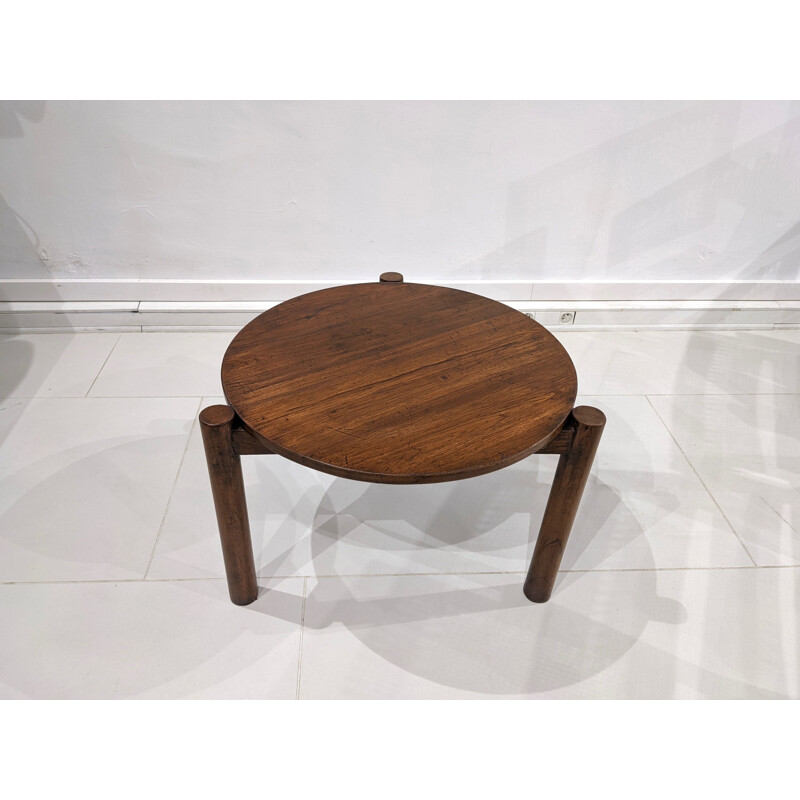 Vintage solid teak coffee table by Jeanneret, 1960