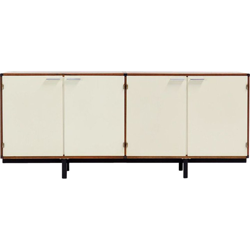 Vintage sideboard in white with wengé wood by Cees Braakman for Pastoe, Netherlands 1960s