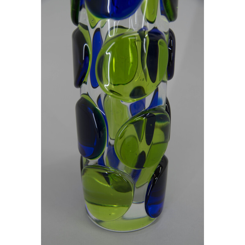 Vintage glass art vase by Jaroslav Svoboda, Czechoslovakia 1980