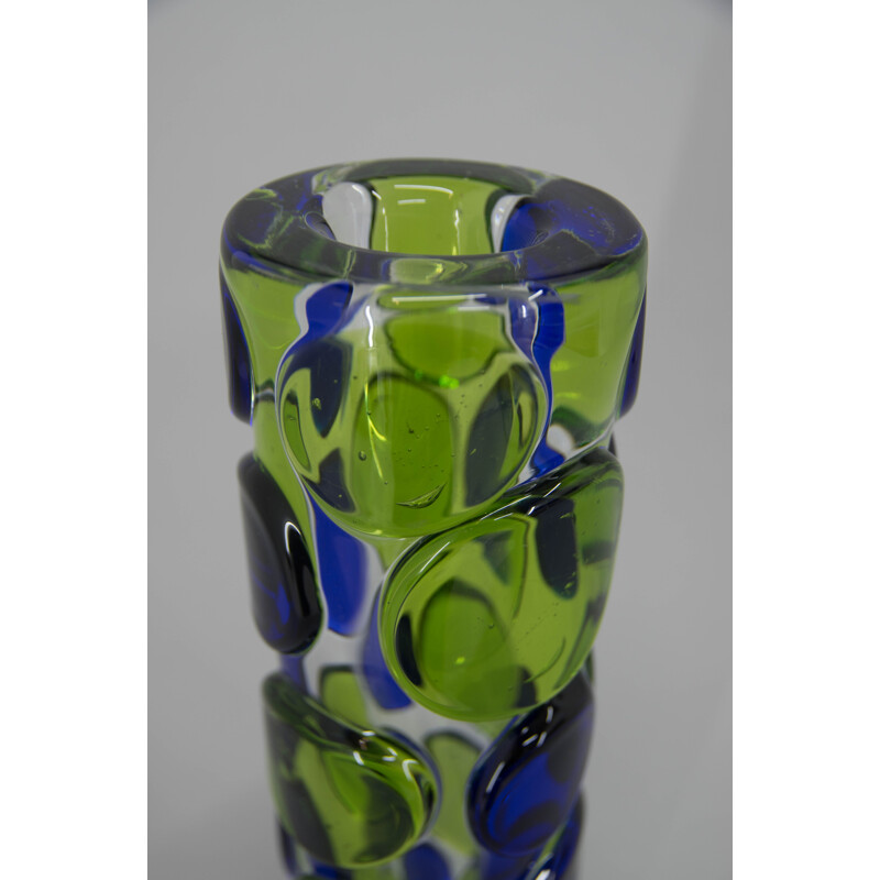Vintage glass art vase by Jaroslav Svoboda, Czechoslovakia 1980
