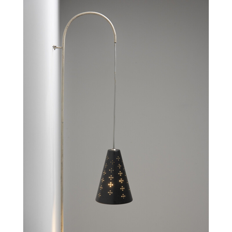 Vintage wall lamp with black perforated cap
