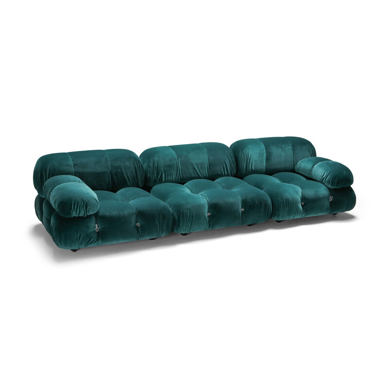 Vintage Camaleonda green velvet sofa by Mario Bellini for B&B Italia, 1970s