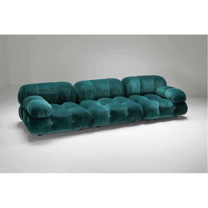 Vintage Camaleonda green velvet sofa by Mario Bellini for B&B Italia, 1970s