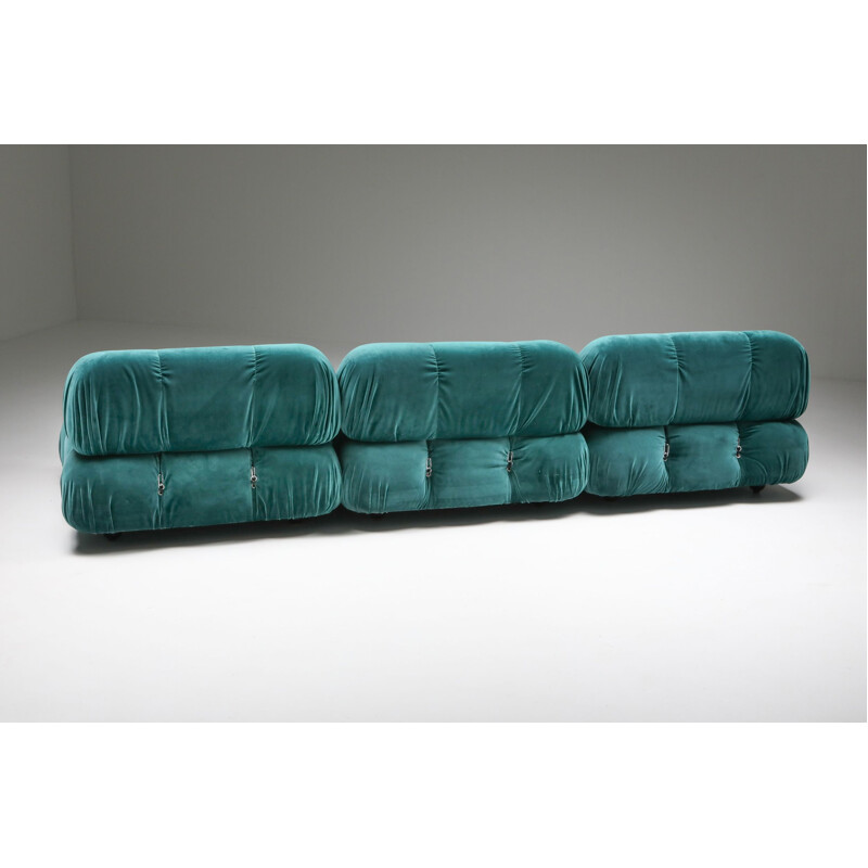 Vintage Camaleonda green velvet sofa by Mario Bellini for B&B Italia, 1970s