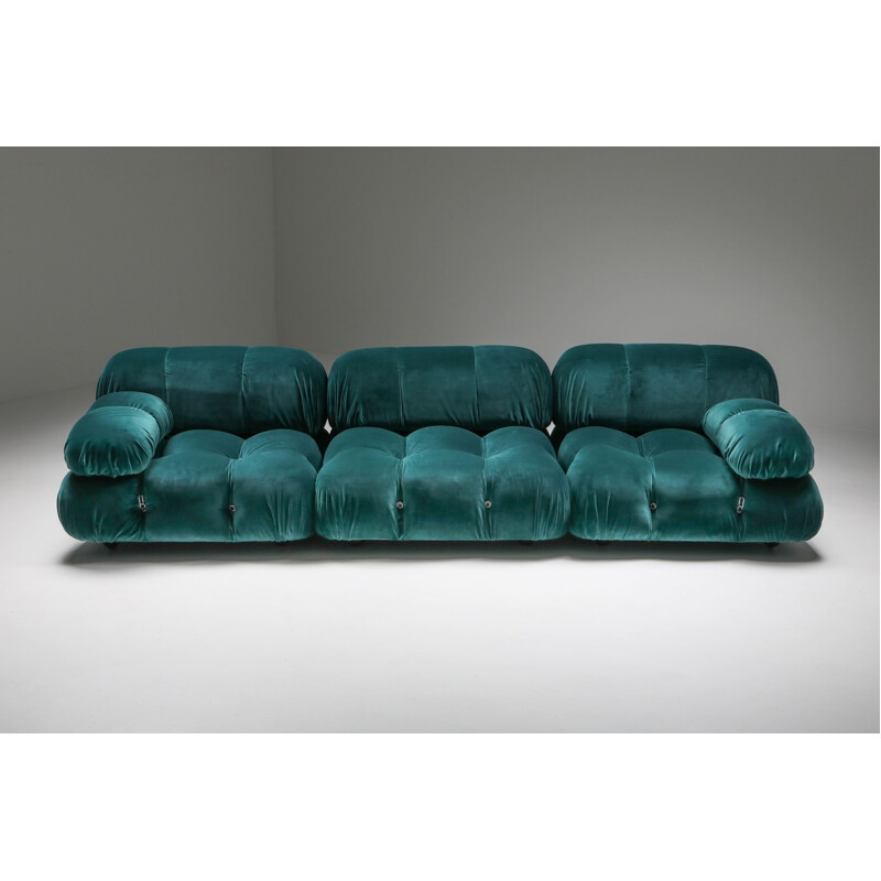 Vintage Camaleonda green velvet sofa by Mario Bellini for B&B Italia, 1970s