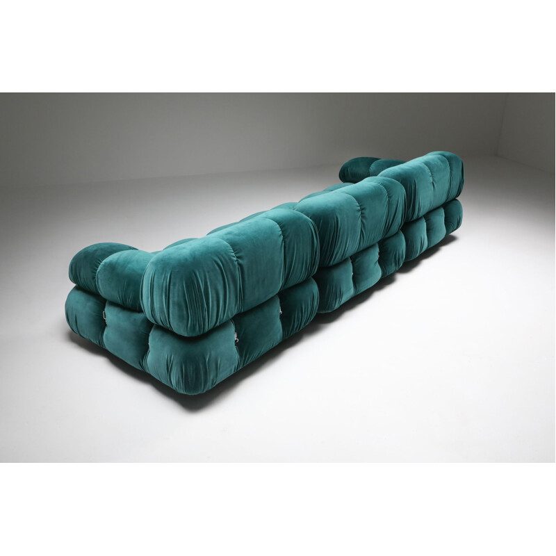 Vintage Camaleonda green velvet sofa by Mario Bellini for B&B Italia, 1970s