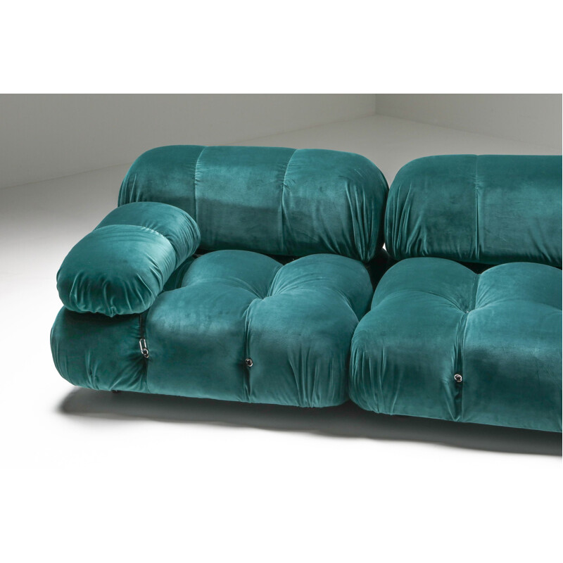 Vintage Camaleonda green velvet sofa by Mario Bellini for B&B Italia, 1970s