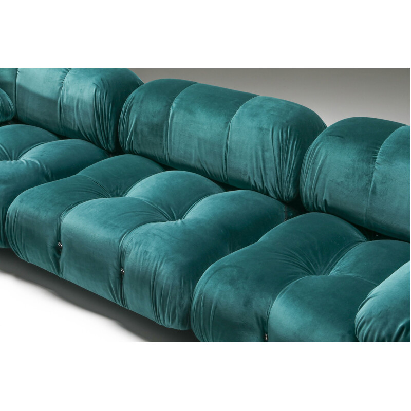 Vintage Camaleonda green velvet sofa by Mario Bellini for B&B Italia, 1970s