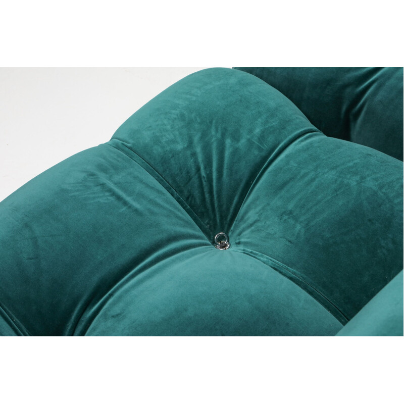 Vintage Camaleonda green velvet sofa by Mario Bellini for B&B Italia, 1970s