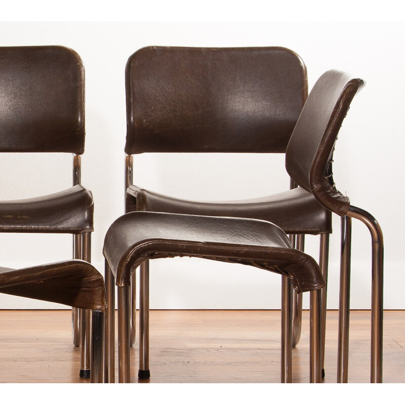 Set of 6 dining chairs in metal, Jan EKSELIUS - 1960s