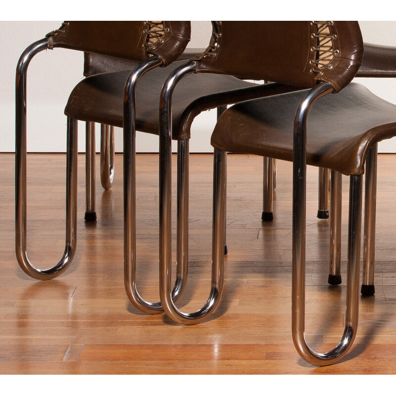 Set of 6 dining chairs in metal, Jan EKSELIUS - 1960s