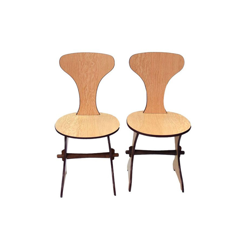 Pair of vintage Italian chairs in formica, 1960s