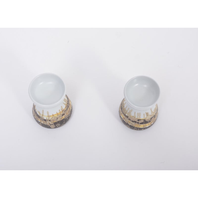Pair of vintage earthenware candleholders by Ivan Weiss for Royal Copenhagen