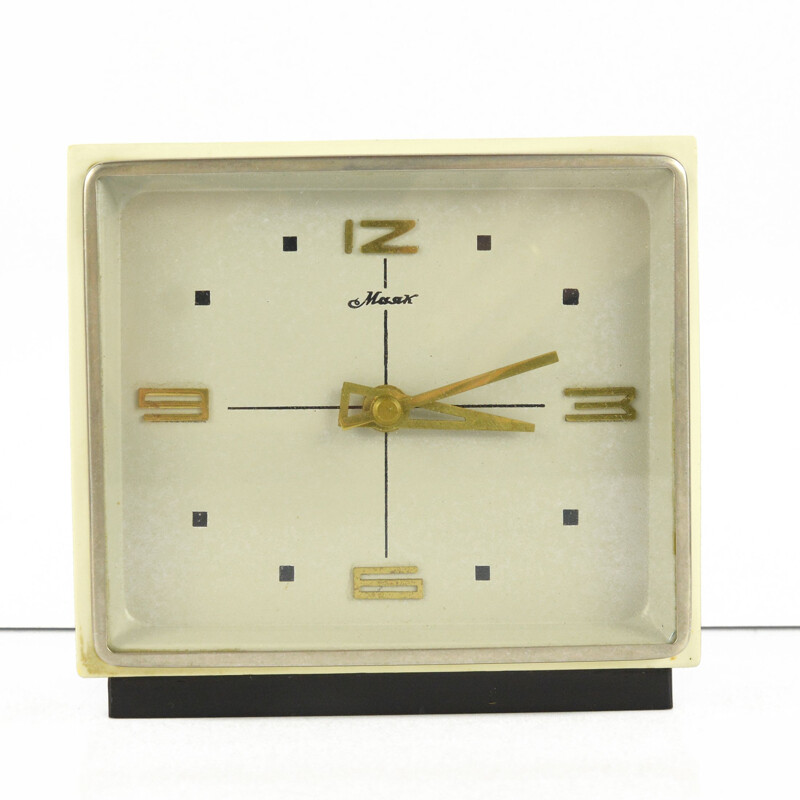 Horloge de cheminée vintage moderniste de Majak, Russie 1960