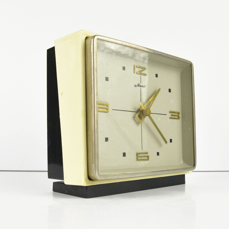 Horloge de cheminée vintage moderniste de Majak, Russie 1960