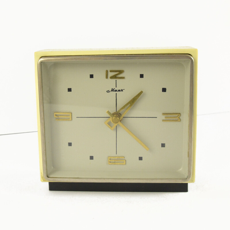 Relógio de lareira modernista Vintage por Majak, Rússia 1960