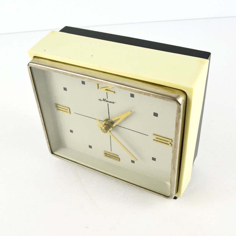 Horloge de cheminée vintage moderniste de Majak, Russie 1960