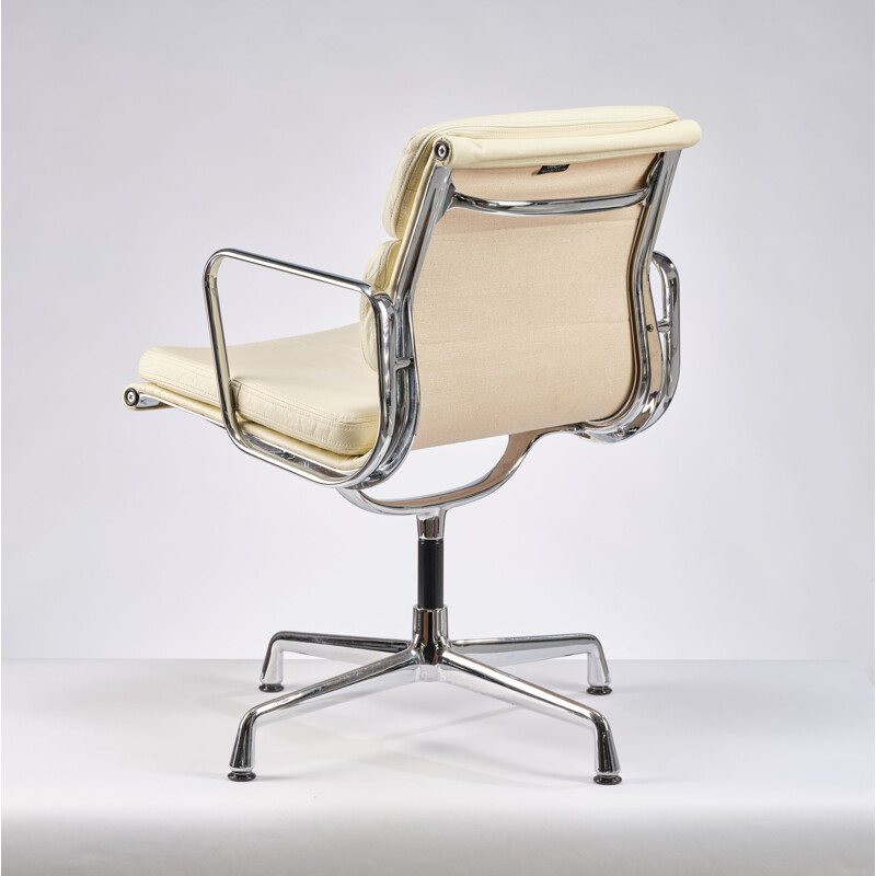 Vintage Ea208 Soft Pad Management armchair in cream leather by Charles & Ray Eames for Vitra, 1990s