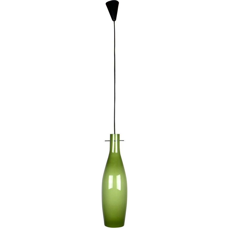 Lámpara de suspensión vintage de cristal de Murano verde de Vistosi, Italia 1960