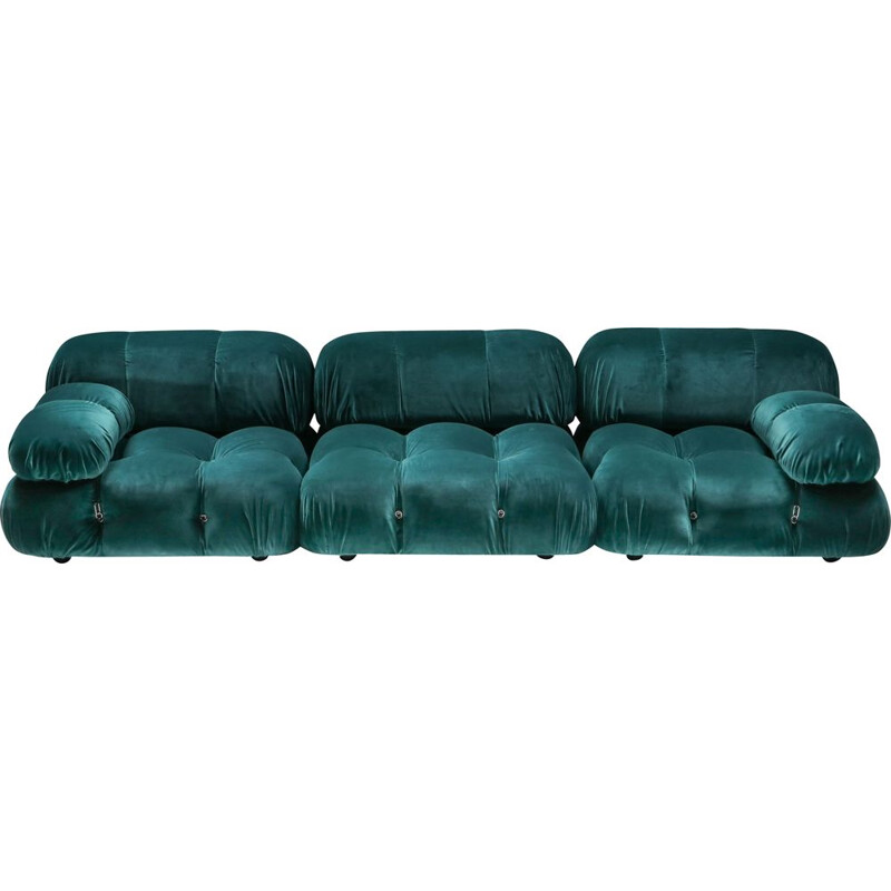 Vintage Camaleonda green velvet sofa by Mario Bellini for B&B Italia, 1970s