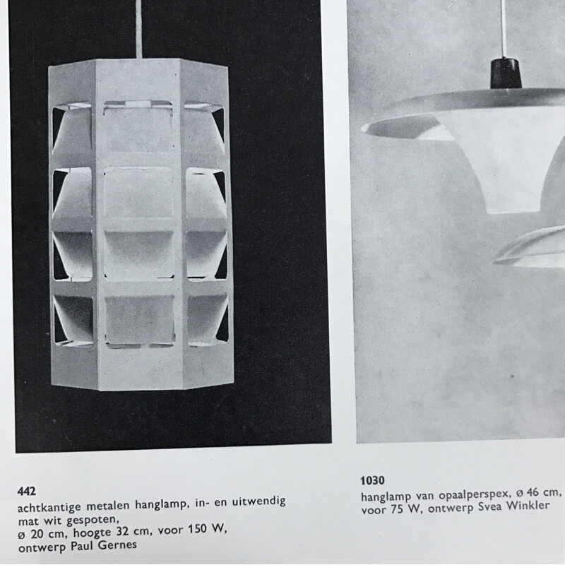 Louis Poulsen hanging lamp in white metal, Poul GERNES - 1950s