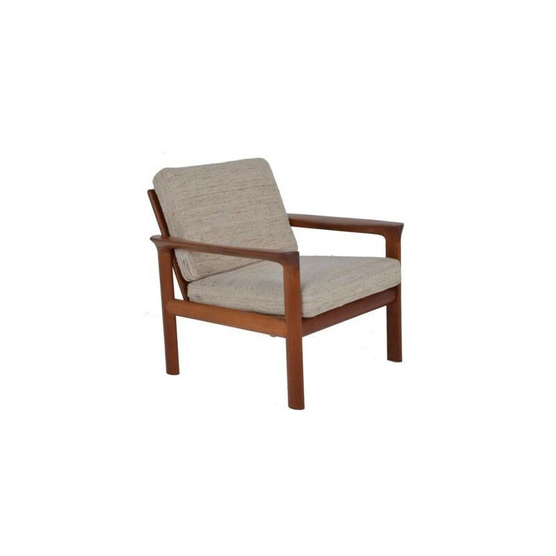 Scandinavian armchair in teak and fabric - 1960s