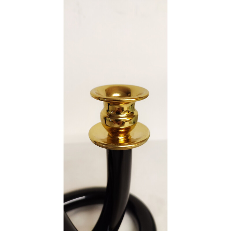 Vintage "Dorothy Thorpe" candlestick in black lucite, USA 1960s