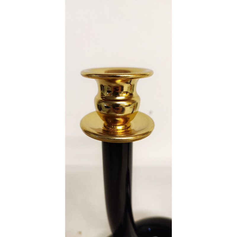 Vintage "Dorothy Thorpe" candlestick in black lucite, USA 1960s