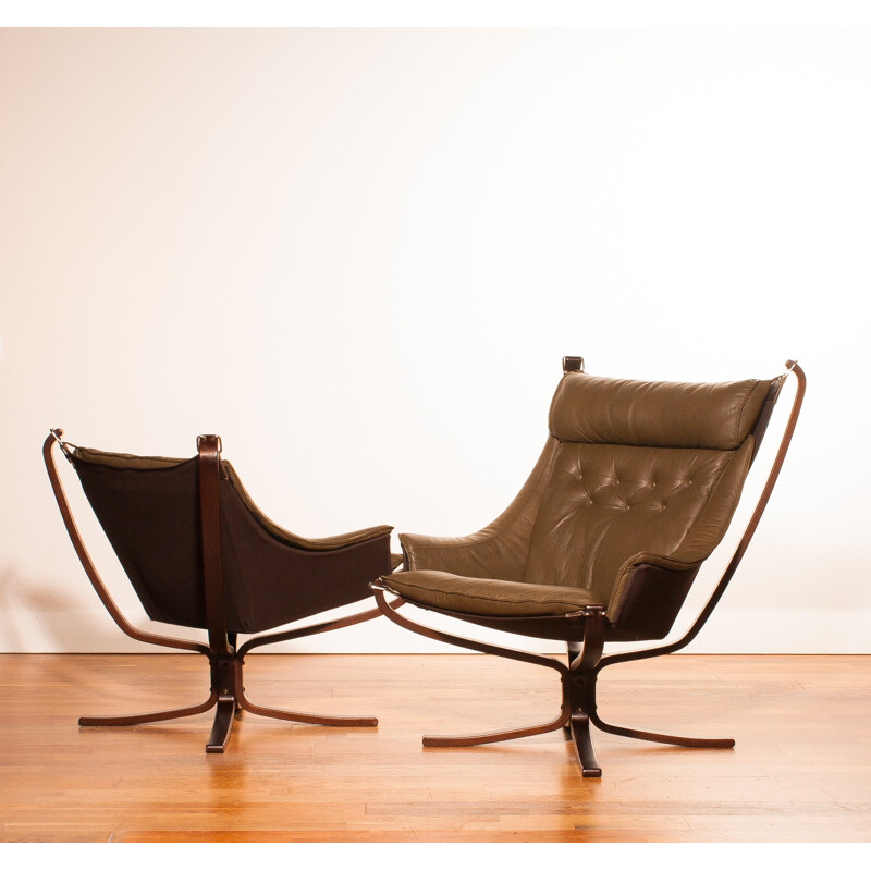 Set of armchair in leather, Sigurd RESSEL - 1970s