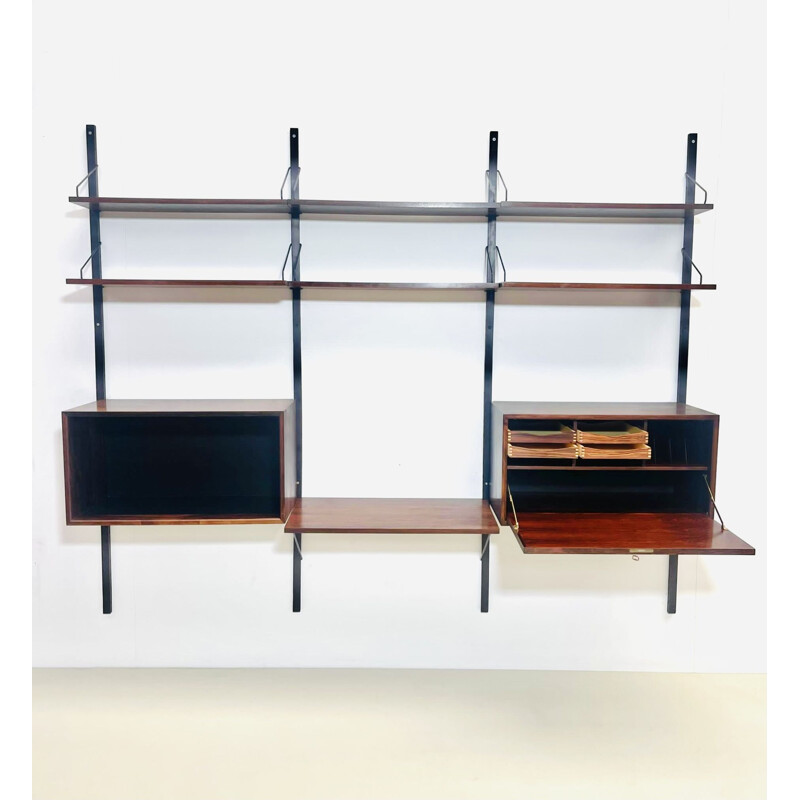 Vintage wooden wall unit by Poul Cadovius, Denmark 1960