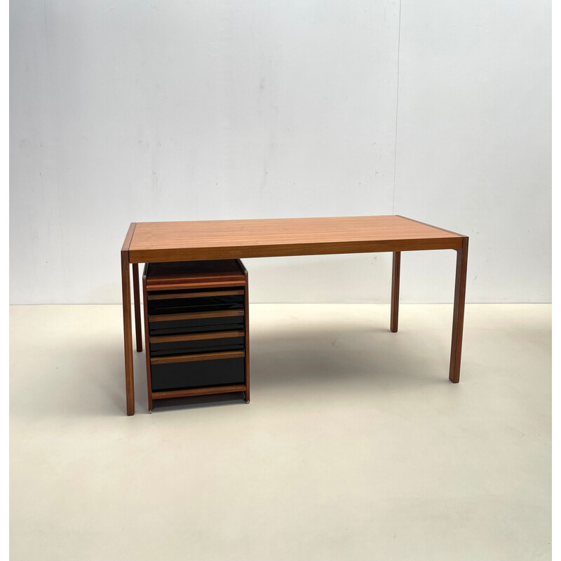 Mid-century wooden scandinavian desk with drawers, 1960s