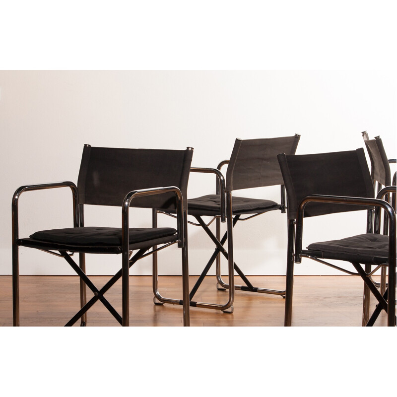Set of 4 black folding chairs, Börge LINDAU & Bo LINDERCRANTZ - 1970s