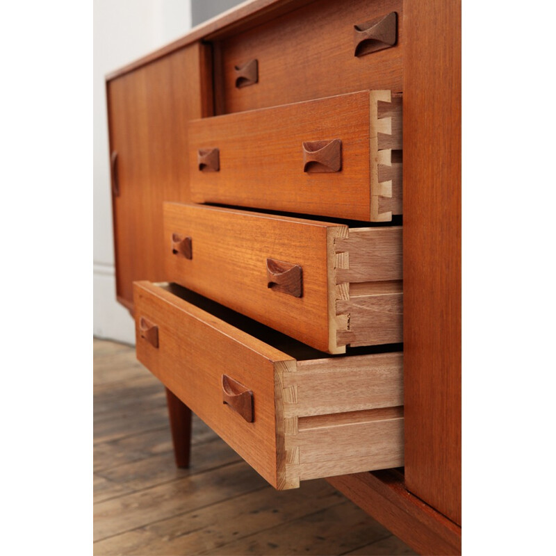 Sideboard in teak with sliding doors, CLAUSEN & SON - 1960s