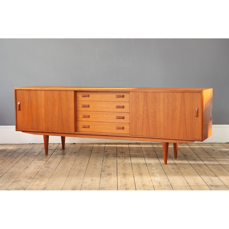 Sideboard in teak with sliding doors, CLAUSEN & SON - 1960s