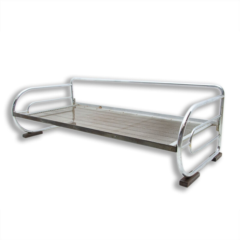 Vintage chrome Bauhaus sofa by Hynek Gottwald, 1930s