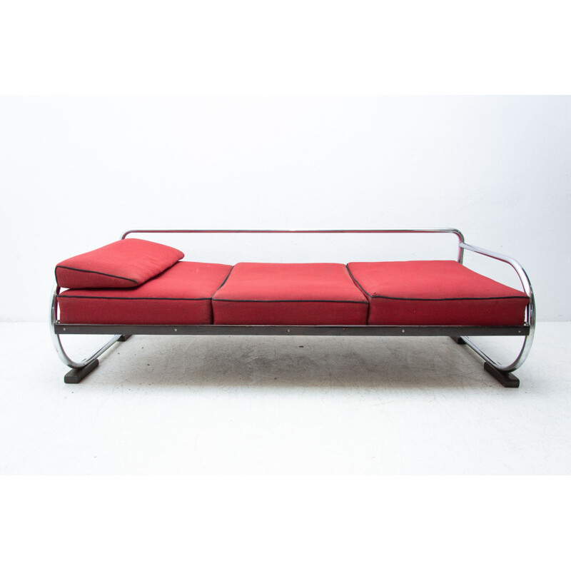 Vintage chrome Bauhaus sofa by Hynek Gottwald, 1930s