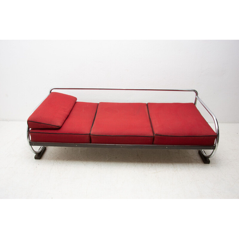 Vintage chrome Bauhaus sofa by Hynek Gottwald, 1930s