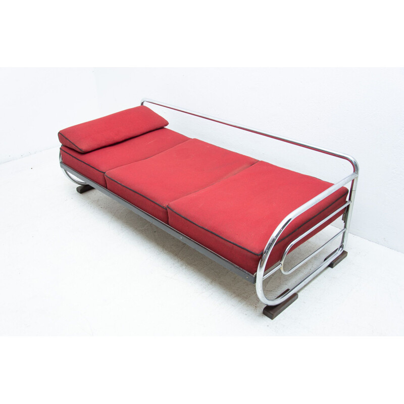 Vintage chrome Bauhaus sofa by Hynek Gottwald, 1930s