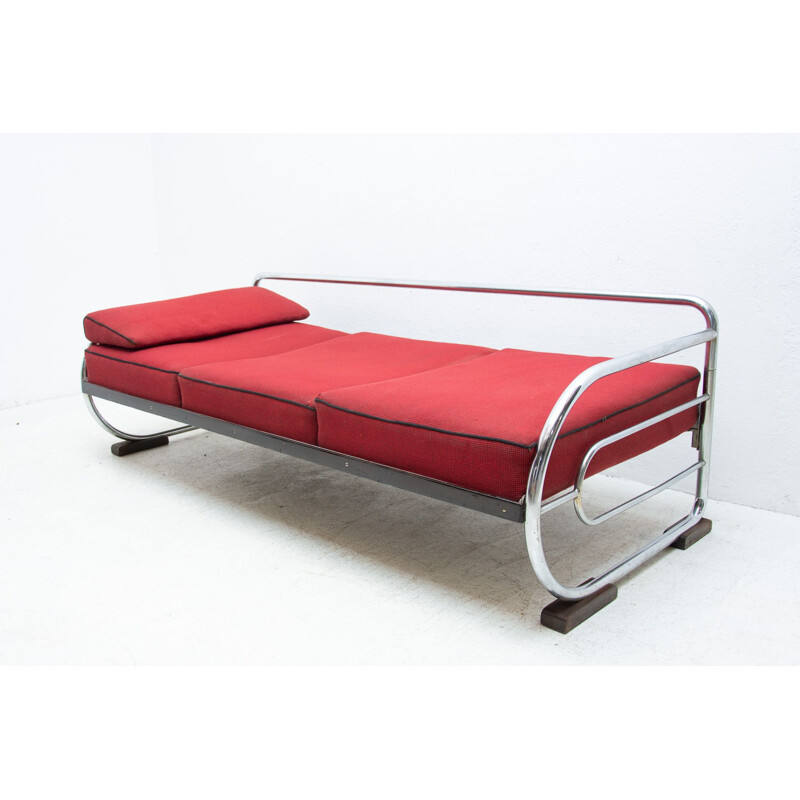 Vintage chrome Bauhaus sofa by Hynek Gottwald, 1930s