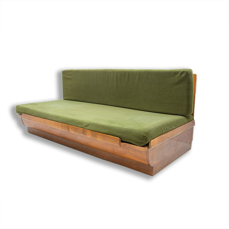 Mid century sofabed in walnut by Jindrich Halabala for Up Zavody, Czechoslovakia 1950s