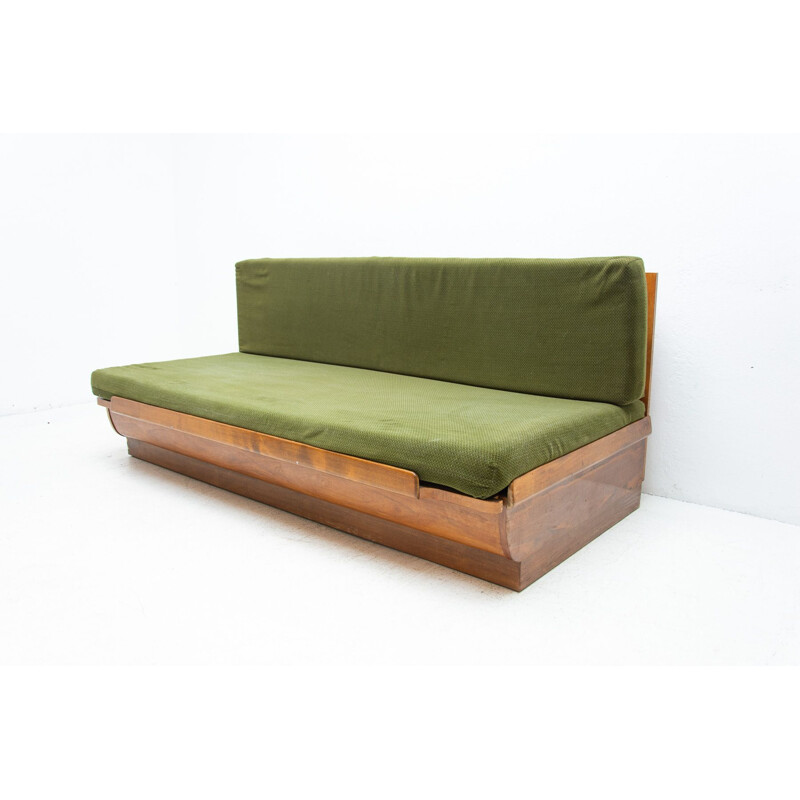 Mid century sofabed in walnut by Jindrich Halabala for Up Zavody, Czechoslovakia 1950s