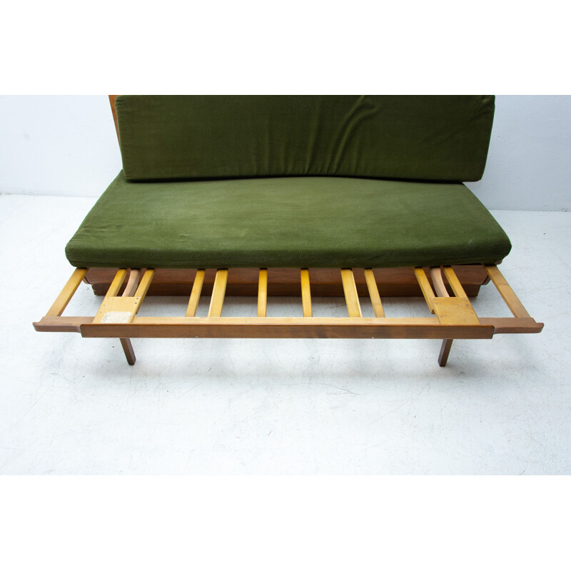 Mid century sofabed in walnut by Jindrich Halabala for Up Zavody, Czechoslovakia 1950s