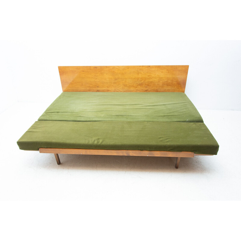 Mid century sofabed in walnut by Jindrich Halabala for Up Zavody, Czechoslovakia 1950s