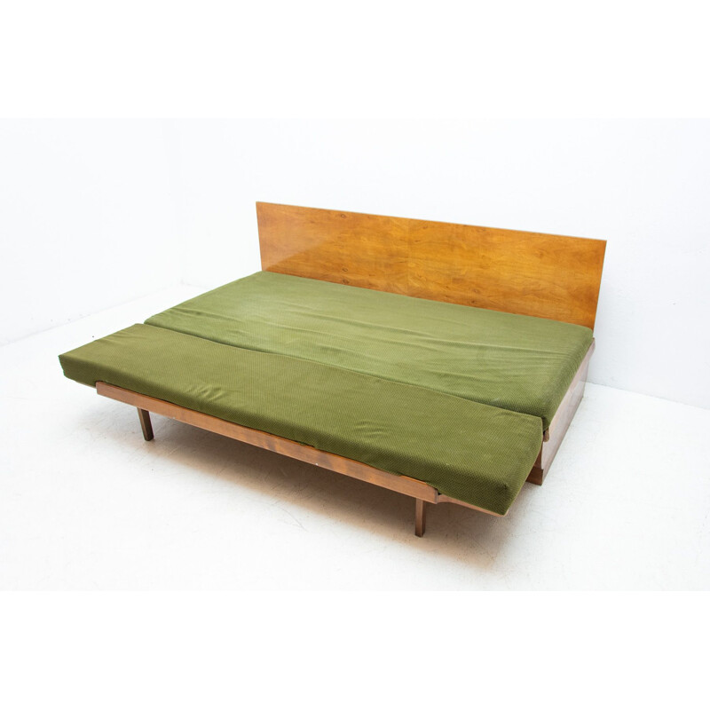 Mid century sofabed in walnut by Jindrich Halabala for Up Zavody, Czechoslovakia 1950s