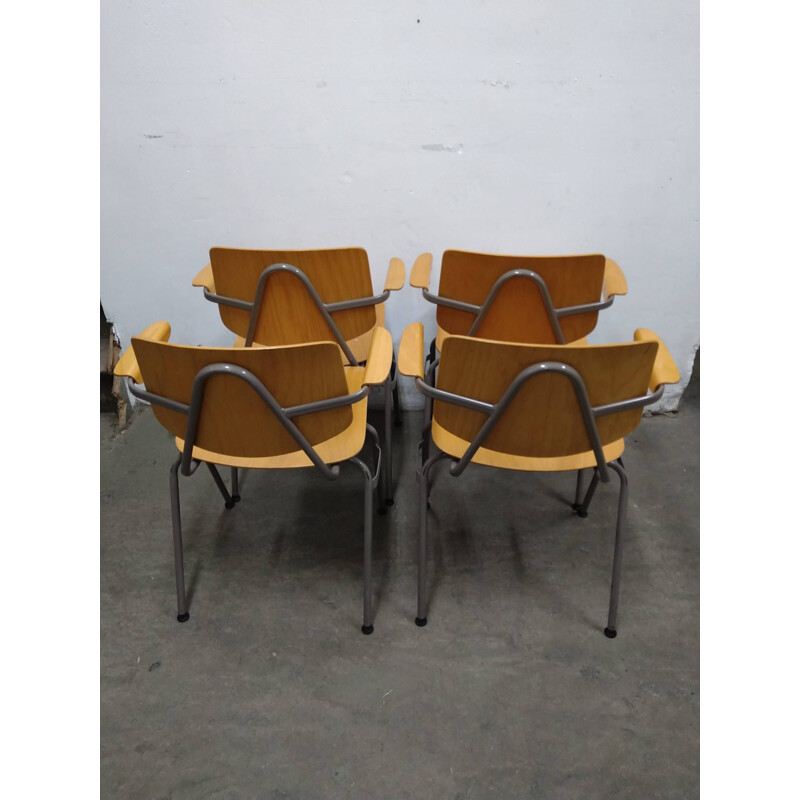 Conjunto de 4 cadeiras vintage com apoios de braços por Kho Liang Le para Car Katwijk