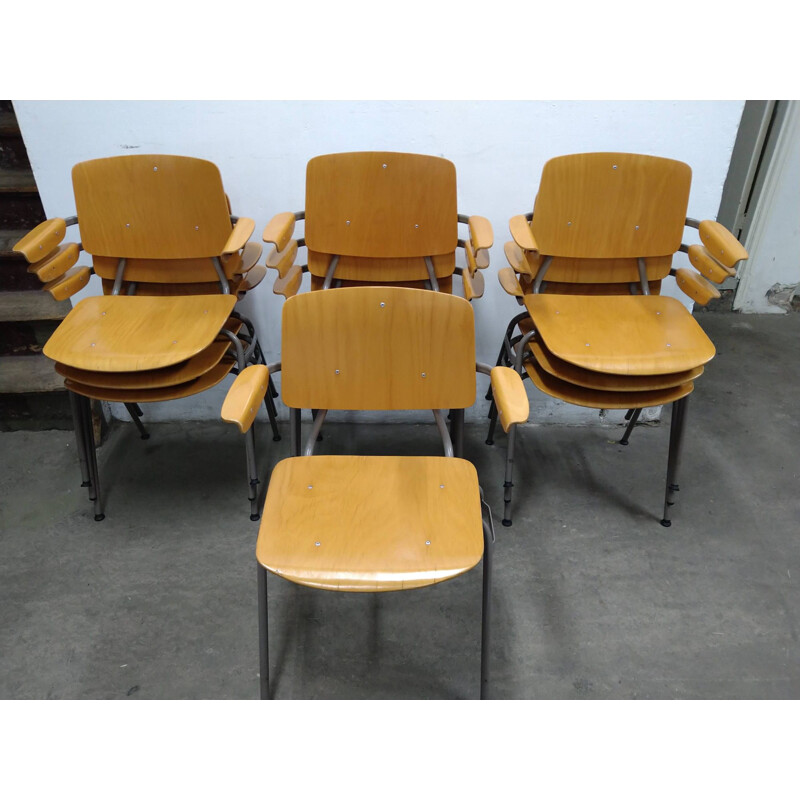 Conjunto de 4 cadeiras vintage com apoios de braços por Kho Liang Le para Car Katwijk